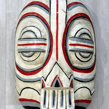 First Nation Totem Style Painted Wood Mask Wall Sculpture Tribal 