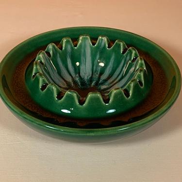 Green Decorative Ceramic Ashtray, Circa 1960 