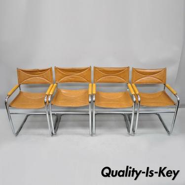 4 Vtg Daystrom Chrome &amp; Brown Vinyl Mid Century Modern Cantilever Dining Chairs