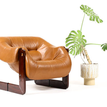 Mid Century Brazilian Modernist Lounge by Percival Lafer — Model MP-97 — Leather + Rosewood 