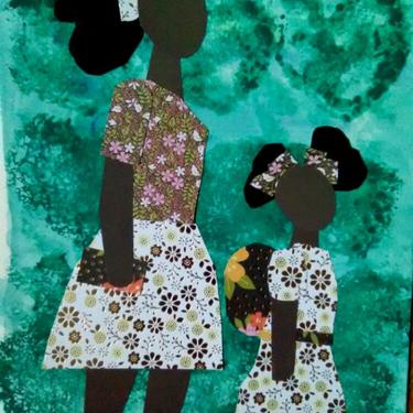Sisters Cut From the Same Cloth Original Art African American Collage 8x10 