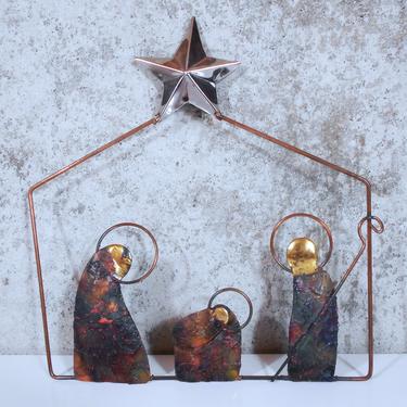 Brutalist Nativity Wall Hanging from Mexico - Modernist Creche Wall Plaque 