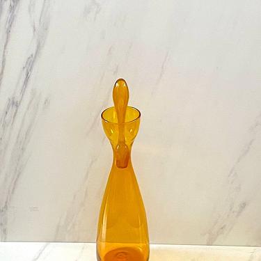 Vintage Mid Century Modern 17.5&amp;quot; Tall JONQUIL Yellow Blenko Art Glass Decanter #564 w/ Stopper 1960s Wayne Husted Design 