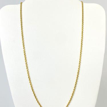 14k Yellow Gold Rope Chain Necklace 16&quot; 4.5g Locking Barrel Clasp 1.5mm Width 