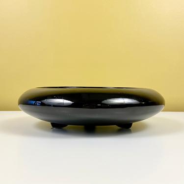 Low Round Black Vase / Planter 