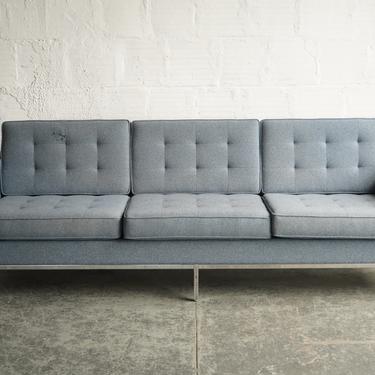 Blue Mid-Century Modern Florence Knoll 3 Piece Sofa