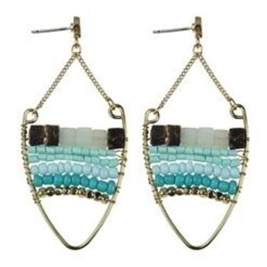 Gold Earrings with Turquoise Beads
