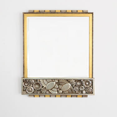 Belgian 1920's Art Deco, Silver and Gold leaf Mirror