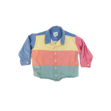 Vintage 90s Baby Gap Colorblock Button Up Shirt Size 12-18M 