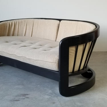 Mid-Century Slat Spindle Back Loveseat / Sofa by Howard Furniture 