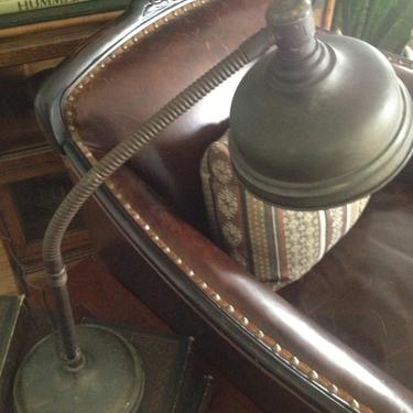 Arts and Crafts Lamp, Metal Gooseneck Lamp, Desk Table Lamp, Antique Period Lighting 