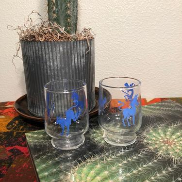 Set of 2 Swanky Swigs Vintage Juice Glasses with Donkeys 