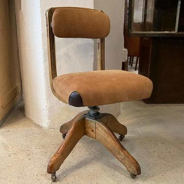 Midcentury Oak Office And Suede Desk Chair By DoMore