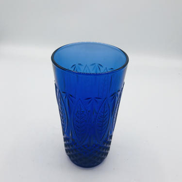 Vintage (1)  Avon Royal Sapphire  Cobalt Blue Glass drinking glasses-14 Ounce  France Pressed Glass 