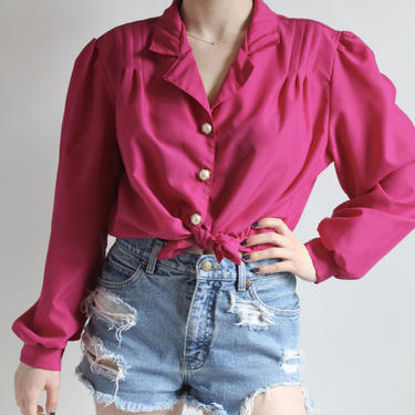 Hot Pink Magenta 80's Blouse fits S - L 