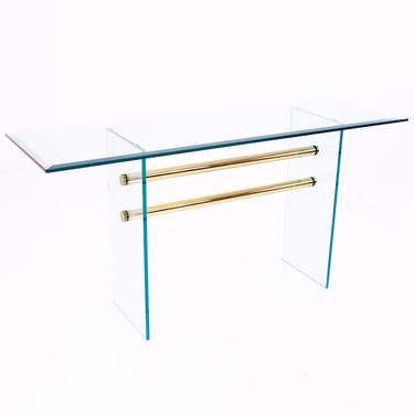 Pace Mid Century Brass and Glass Coffee Sofa Table 