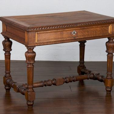 Late 19th Century Country French Renaissance Henry II Oak Writing Desk 