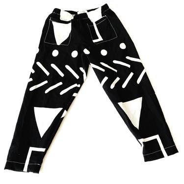 BLACK ABSTRACT KENZIE TROUSERS
