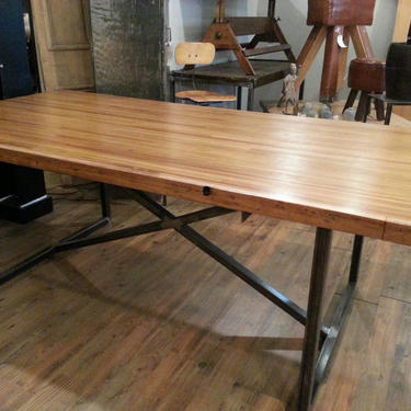 Vintage salvaged repurposed bowling alley dining table 