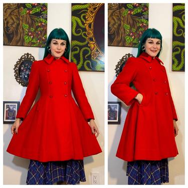 Vintage 1940’s Red Wool Princess Coat 