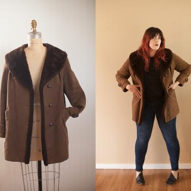 60s faux shearling button down overcoat // vintage womens clothing // sportease canadian coat 