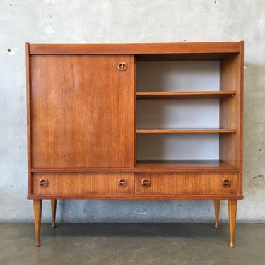 Teak Mid Century Sideboard Hutch with Two Drawers