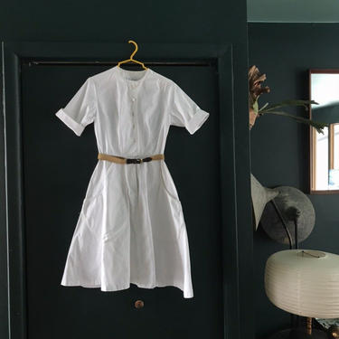 1950s Work Dress Mr. Josef Thick Cotton Uniform Nurse Pristine 