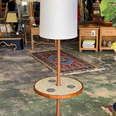 Martz Tile and Walnut Table Floor Lamp 