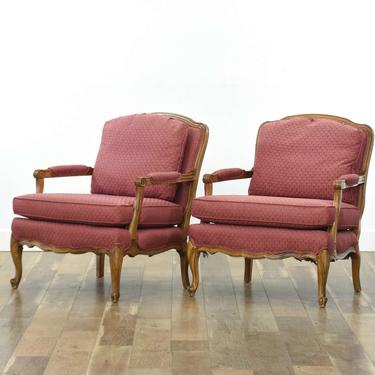 Pair Sam Moore French Provincial Bergere Armchairs 
