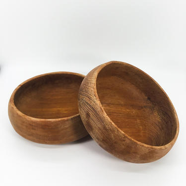 Pair of Wooden Bowls | Set of Wooden Bowls | 1960s Wooden Bowl | Monkey Pod Bowls | Wooden Serve Ware | Nut Bowl 