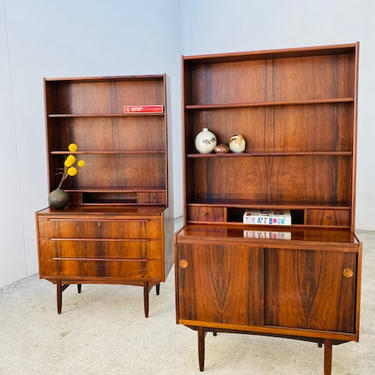 Rosewood Bookcases With Pull Out Desk