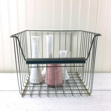 Vintage square metal refrigerator bin - metal wire basket 