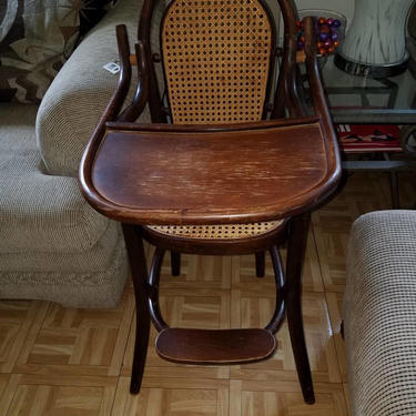 Antique THONET Bentwood and hand-caned Highchair circa late 1800s 