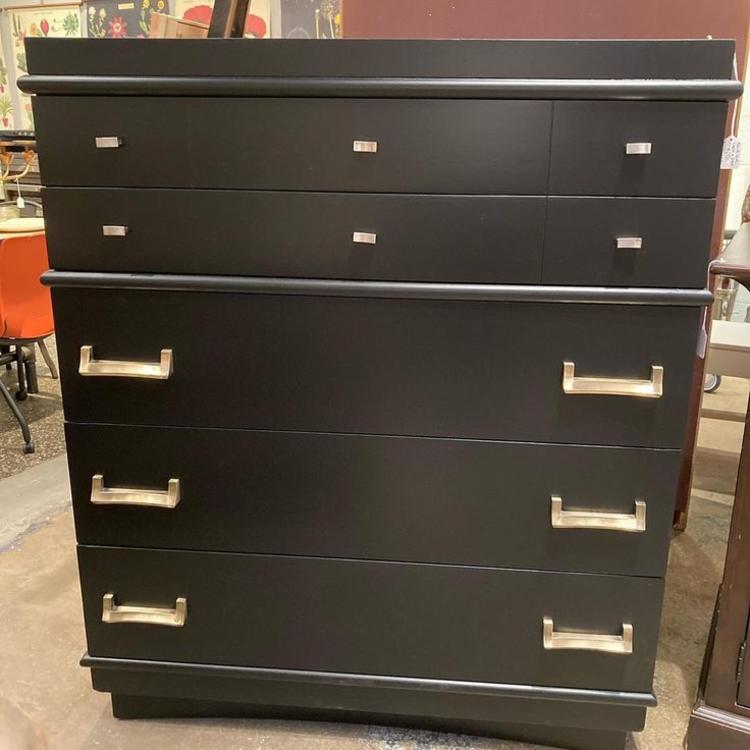 Black painted chest of drawers. 38” x 19” x 46” 