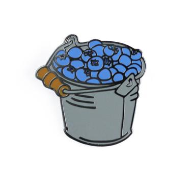 Blueberry Bucket Enamel Pin - Fruit Lapel Pin // Hard Enamel Pin, Cloisonn, Pin Badge 