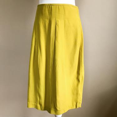 80s Chartreuse Pencil Skirt | Medium/Large 