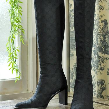 90s Gucci Monogram Tall Boots