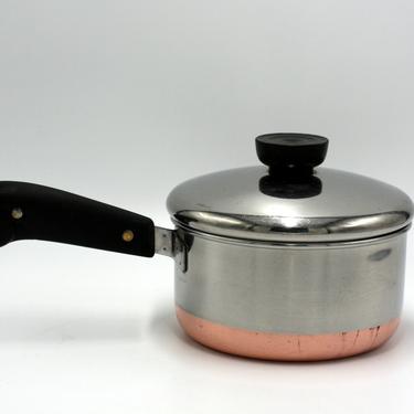 vintage revere ware 3/4-quart saucepan/copper clad bottom/double ring mark 