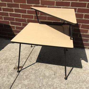 Mid Century Modern Formica Corner End Table 