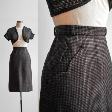 1940s Plaid Wool Pencil Skirt 