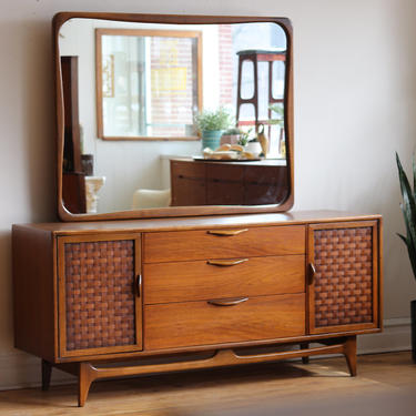 Mid Century Modern Lane Perception Dresser and Mirror 