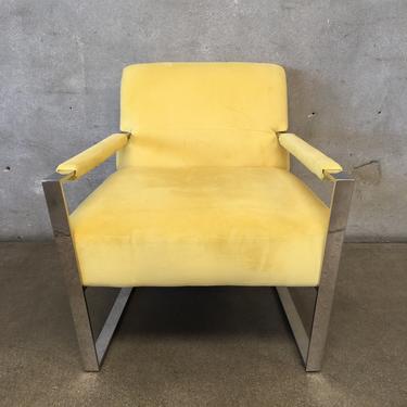 Ultra Suede Mellow Yellow Modern Chrome Chair