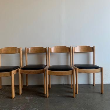 Post modern Solid oak dining chairs 