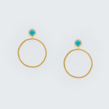 Turquoise Open Circle Earrings