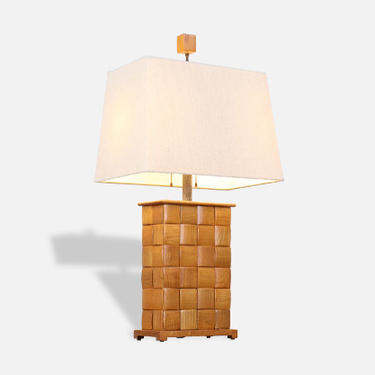 Paul Laszlo &quot;Basket Weave&quot; Table Lamp for Brown Saltman