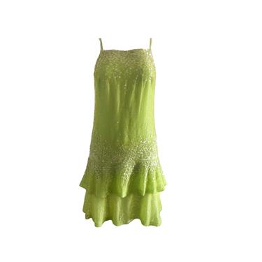 Chanel Lime Green Velour Sequin Dress