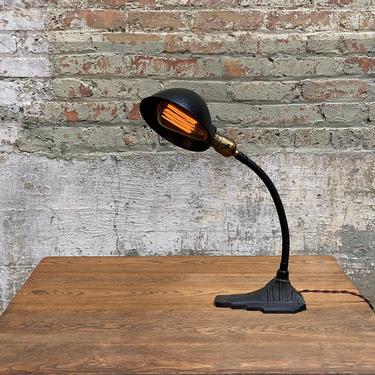 Industrial Art Deco Cast Iron Gooseneck Desk Lamp Vintage Light 