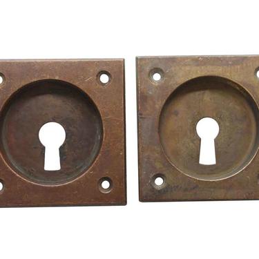 Vintage Pair of Square Brass Pocket Door Plates