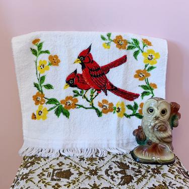 70s Vintage Cardinals Decorative Tea Towel 