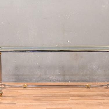 Regency Brass &amp; Chrome Glass-Top Console Table – ONLINE ONLY